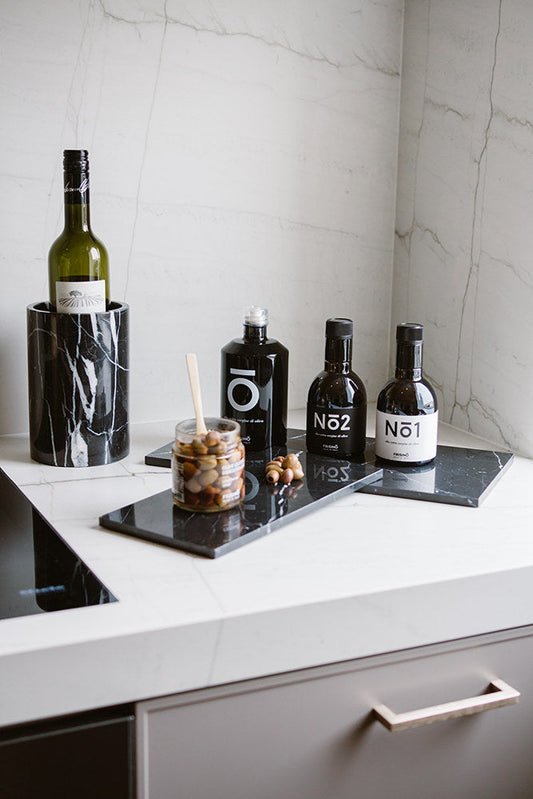 Marble tray rectangular | black
